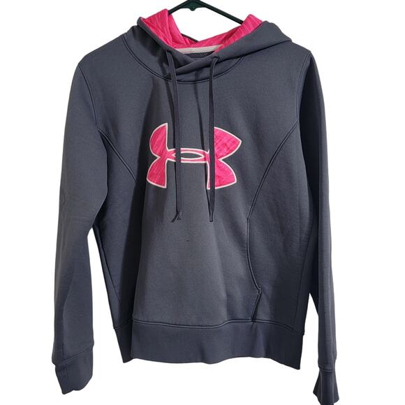 Under Armour Hoodie Womens Breast Cancer Awareness Grey Hot Pink Medium - Picture 1 of 9